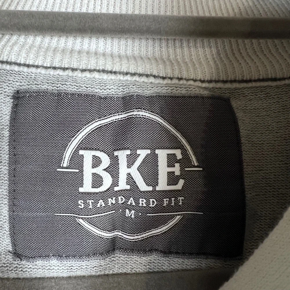 BKE Mens Quarter Zip Sweater Charcoal Gray Ribbed Cotton‎ Standard Fit Medium